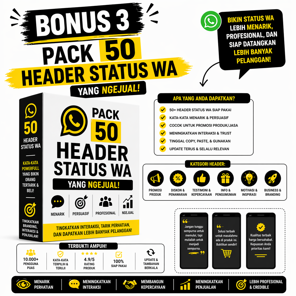 Bonus 3 - Pack 50 Header Status WA yang Ngejual